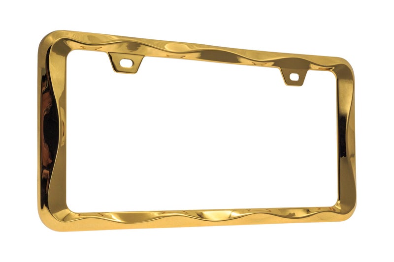 Creathome 3D Curly Wave Pattern Gold License Plate Frame from Pure Zinc Alloy Metal - Image 2